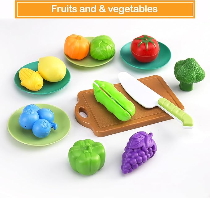 35Pcs Kids Kitchen Toy Accessories, Toddler Pretend Cooking Playset with Play Pots and Pans, Utensils Cookware Toys, Play Food Set, Toy Vegetables, Learning Gift for Girls Boys (White)