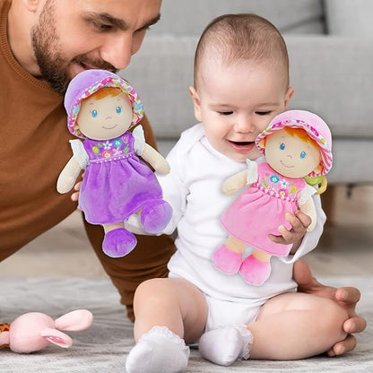 June Garden 12" Soft Dolly Malorie - Stuffed Soft Baby Doll Gift for 1 2 3 Year Old Girls
