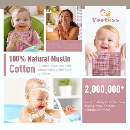 Yoofoss Muslin Burp Cloths for Baby 10 Pack 100% Cotton 20''X10'' Super