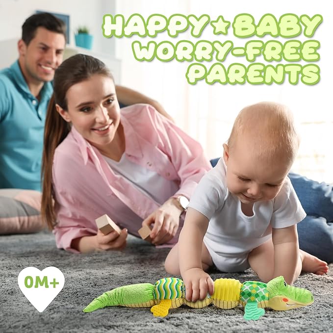 Baby Toys 0 to 12 Months, Musical Stuffed Animal Activity Soft Toys with Multi-Sensory Crinkle