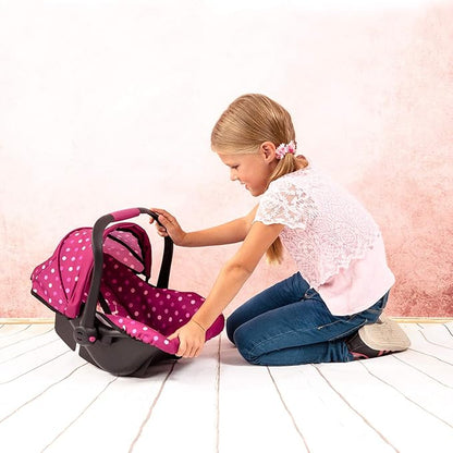 Bayer Design Baby Doll Deluxe Car Seat with Canopy- Polka