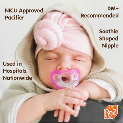 RaZbaby JollyPop Pacifier, Holder w/Detachable Baby Pacifier 0M+, 100%