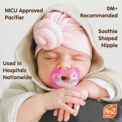 RaZbaby JollyPop Pacifier, Holder w/ Detachable Baby Pacifier 0M+, 100%