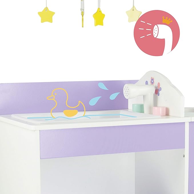 Olivia's Little World Little Princess Baby Doll Two-Sided Wooden Baby Doll Changing Station with Storage Shelves, Closet