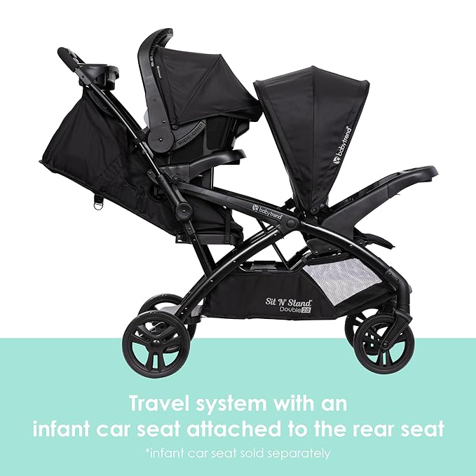 Baby Trend Sit N' Stand® Double 2.0 Stroller, Dash Black