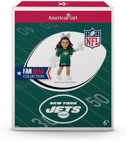 American Girl New York Jets Cheer Uniform 18 inch Doll Clothes with Pom Poms, Green and Black, 5 pcs, Ages 6+