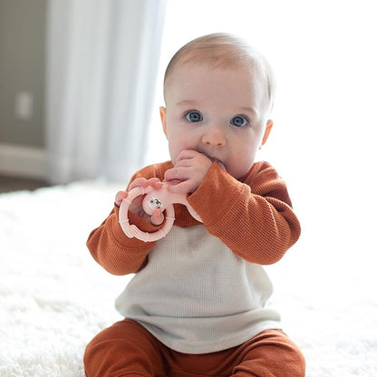 Dr. Brown's Flexees Pink Sloth, Soft 100% Silicone Baby Teether 3m+
