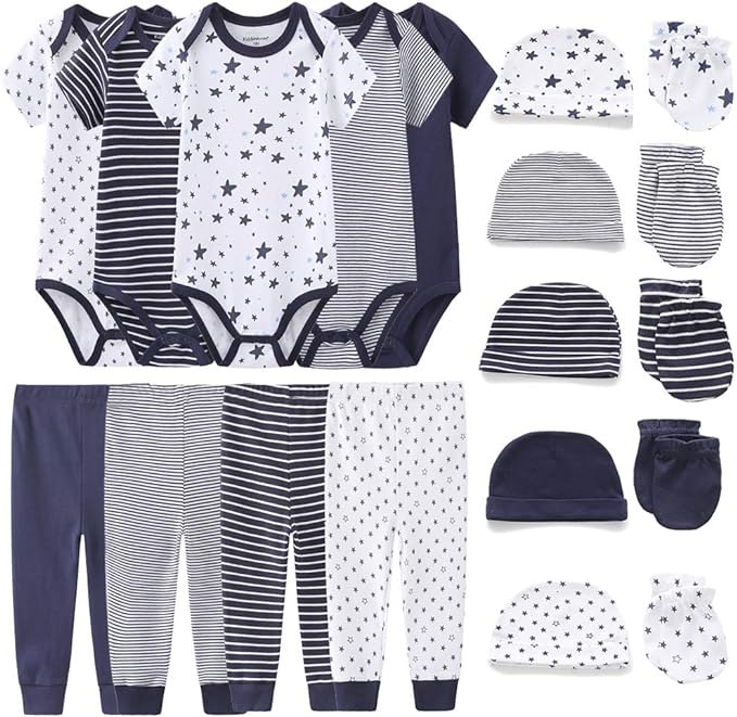 Kiddiezoom Unisex Baby Layette Essentials Giftset Clothing Set 19-Piece For Newborn Baby