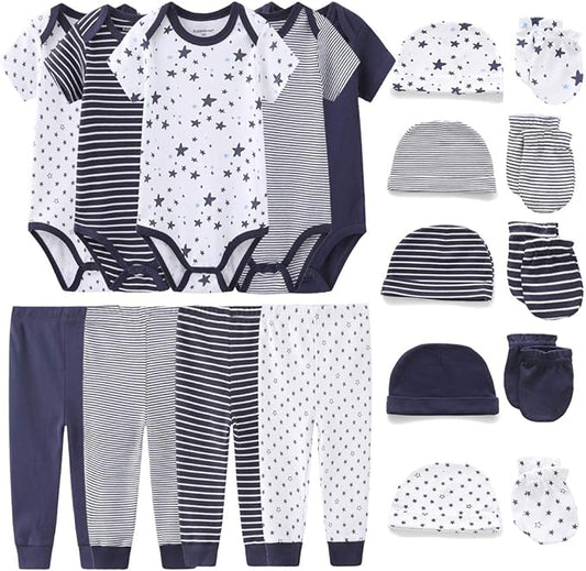 Kiddiezoom Unisex Baby Layette Essentials Giftset Clothing Set 19-Piece For Newborn Baby