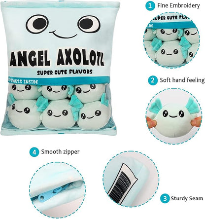 Axolotl Plush Pillow Throw Pillow, Cute Axolotl Plush Toys Doll (6 pcs,