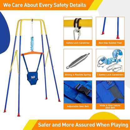FUNLIO 2 in 1 Swing Set for Toddler & Baby Jumper, Heavy Duty Kids Swing & Bouncer with 4 Sandbags