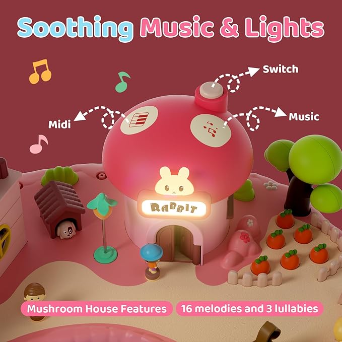 Magnetic Doll House Playset for 2-4 Girls Gifts, Princess Dollhouse with Music, Light, 4 Toy Figures, Girl Toys for 3-5 Years Old, Christmas Birthday Gifts for Kids Age 3 4 5 6 Years Old Girls