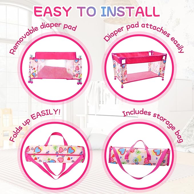 BABESIDE Baby Doll Crib, Baby Doll Bed for 17-21 Dolls