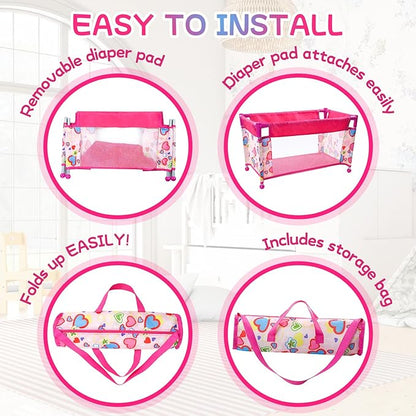 BABESIDE Baby Doll Crib, Baby Doll Bed for 17-21 Dolls