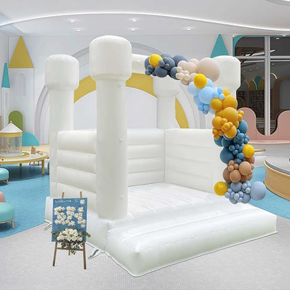 White Bounce House 8x8x8 FT Inflatable Indoor Bounce House 3-12,PVC White