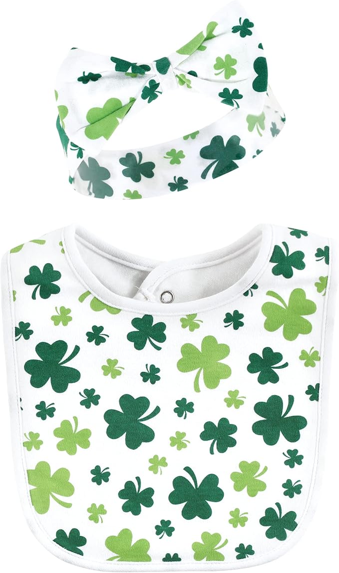 Hudson Baby Unisex BabyCotton Bib and Headband or Caps Set