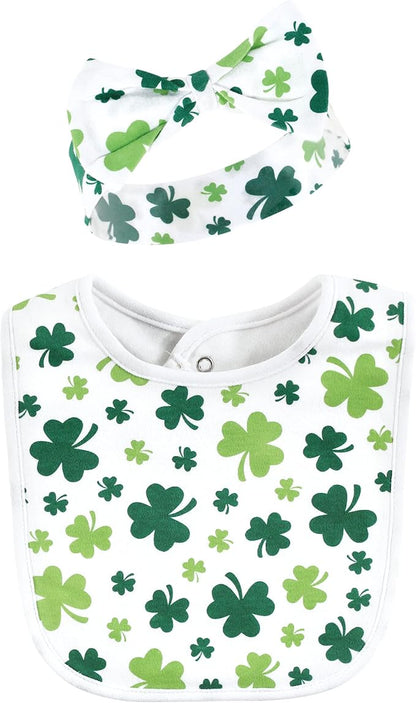 Hudson Baby Unisex BabyCotton Bib and Headband or Caps Set