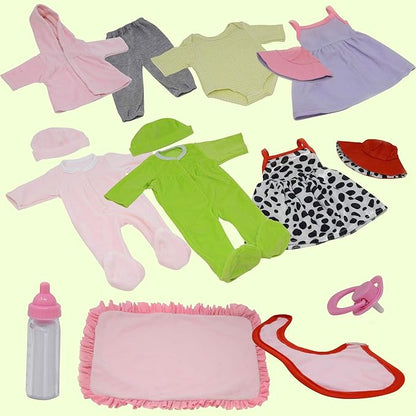 Baby Doll Clothes New Born Baby Doll Outfits for 14 15 and 16 inch Dolls Includes Doll Accessories Bottle, Pacifier