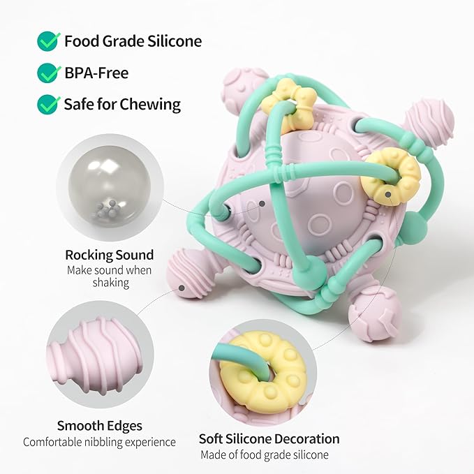 Baby Teething Toy - Teether Ball with Rattle