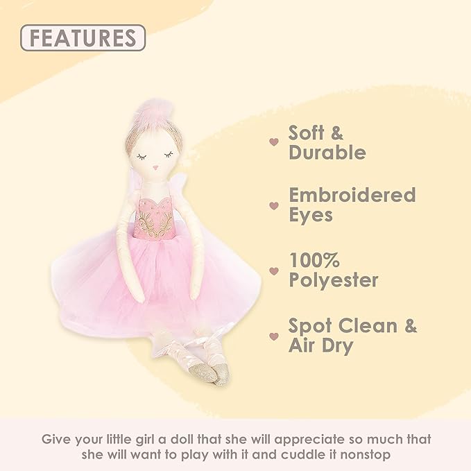 Mon Ami Swan Princess Ballerina Doll - 22", Soft Elegant Plush Doll for Little Girls