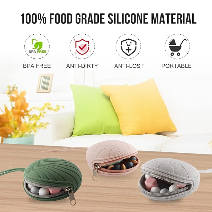 Smlpuame 4 Pack Pacifier Holder Case Set,2 Silicone Portable Pacifier Cover Pouch Bag for Diaper Bags Baby Carriage with 2 Transparent Pacifier Storage Container Box