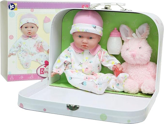 JC Toys - La Baby Travel Case Gift Set| Caucasian 11-inch Small Soft Body Baby Doll 12 Months