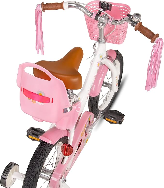 JOYSTAR Little Daisy Kids Bike for Girls Boys Ages 2-7 Years, 12 14 16 Inch Girls Bikes with Doll Bike Seat & Streamers