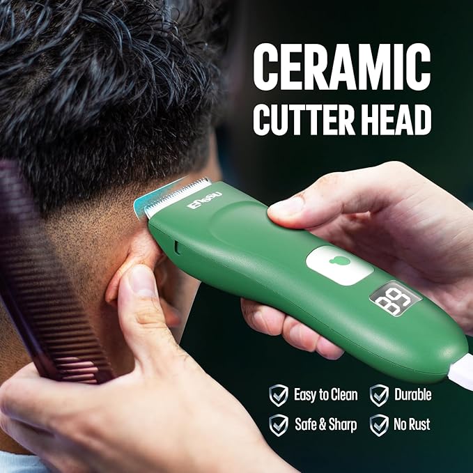 ENSSU Baby Hair Clippers, Cordless Hair Clipper for Kids with LED Display, Baby Hair Cutting Kit with Skin-Safe Blade, Waterproof Hair Trimmer for Children/Toddler, Rechargeable& an Hour Quick Charger