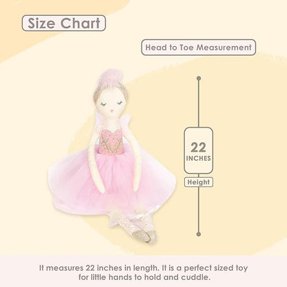 Mon Ami Swan Princess Ballerina Doll - 22", Soft Elegant Plush Doll for Little Girls