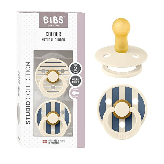 BIBS Pacifiers - Colour Studio 2 Pack | Round Nipple Baby Pacifier 6+ Months