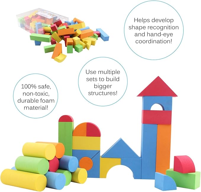 113 Piece Large Foam Building Blocks with Different Shapes and