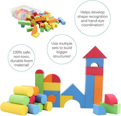 113 Piece Large Foam Building Blocks with Different Shapes and