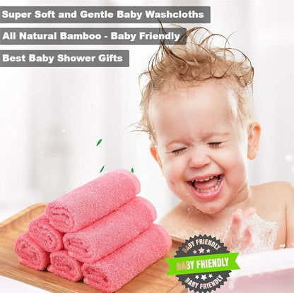 JEFFSUN Baby Washcloths 6 Pack, 10x10 inch Heavenly Soft Pink Wash Cloths for Face and Body