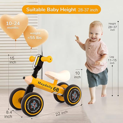 Maydolly Baby Balance Bike Bicycle Toys for 1 Year Old 10-24 Months 4 Wheels