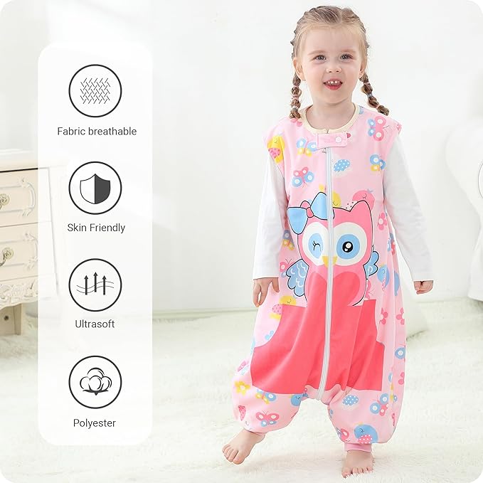 Infant Toddler Sleeping Bag, Baby Sleeping Sack Sleeveless 4 Season 3-5T, Owl