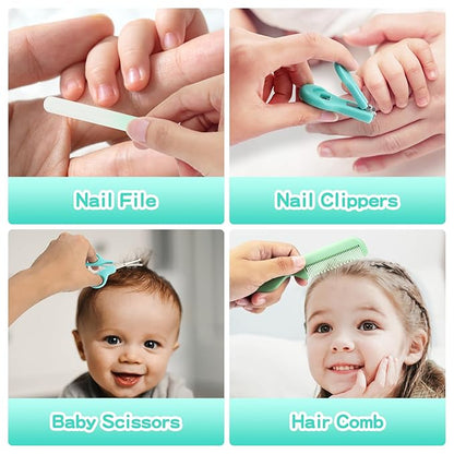 Baby Grooming Kit for Boys Girls Safety Newborn Nursery Essentials Grooming Set Gift for First-time Parents, Green 25 in 1