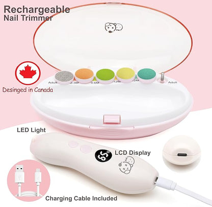 Royal Angels Rechargeable Baby Nail Buffer 22 in 1, Safe Electric Baby Nail File 13 Replacements,