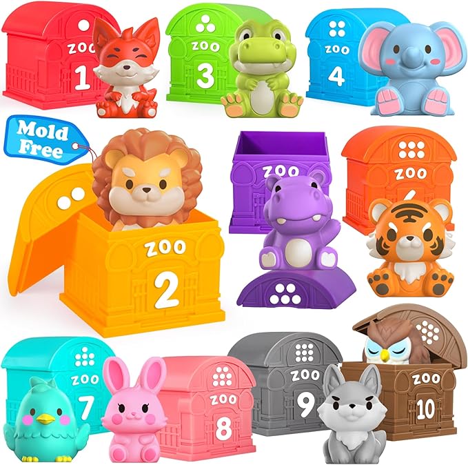 Oriate Animal Toddler Learning Toys, Sensory Learning Toys Safari Animal for Counting Sorting 20Pcs 12M+