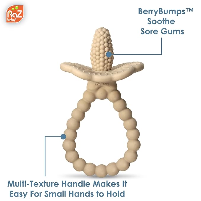 RaZbaby Silicone Baby Teether, BerryBumps Textured Silicone Soothes Babies??Sore Gums
