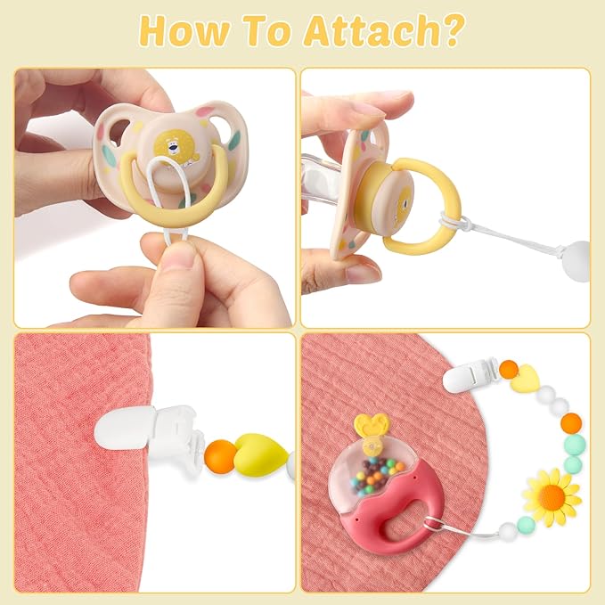 Silicone Pacifier Clip, 2 Pack Pacifier Holder for Boys and Girls