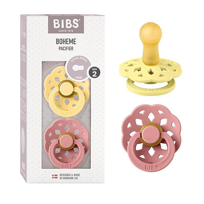 BIBS Pacifiers - Boheme Collection | BPA-Free Baby Pacifier 2 Vanilla/Peach 0-6 Months