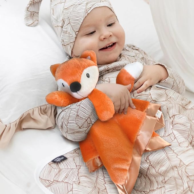 Fox Baby Security Blanket Loveys for Babies Boys Girls, 15" Soft Lovies for Babies