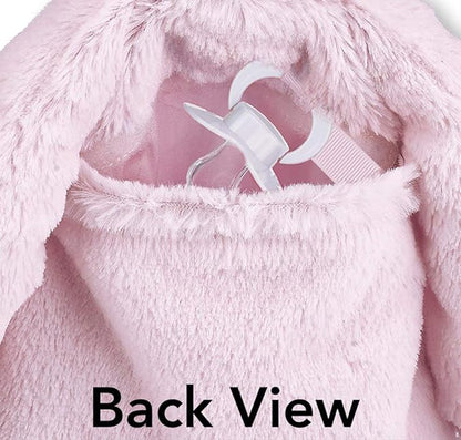 Bearington Baby Cottontail Pacifier Pet, Pink Bunny Plush Stuffed Animal Lovie and Paci Holder 15"