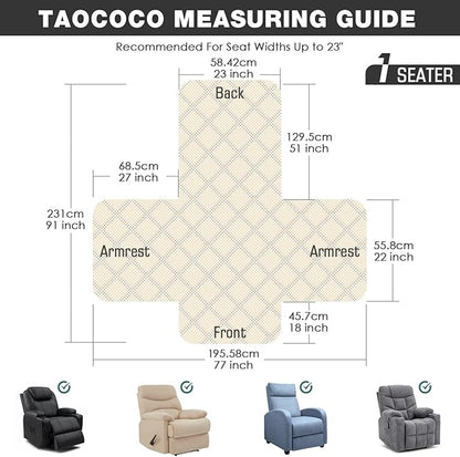 TAOCOCO Waterproof Recliner Chair Covers with Leg Strap 1 Piece Oversized Recliner Covers for Large Recliner for Pets Kids, Washable Reclining Chair Furniture Protector(28'' Oversized, Bluish Grey)