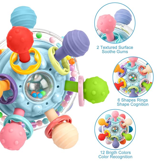 TOHIBEE Baby Montessori Sensory Toys for 0-6 6-12 Months, Food Grade Teething Toys for Babies 0 3 6 9 12 18 Months 1 2
