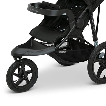 Delta Children Apollo Jogging Stroller - Shock Absorbing Frame with Large Canopy & Recline - Car Seat Compatible, Black