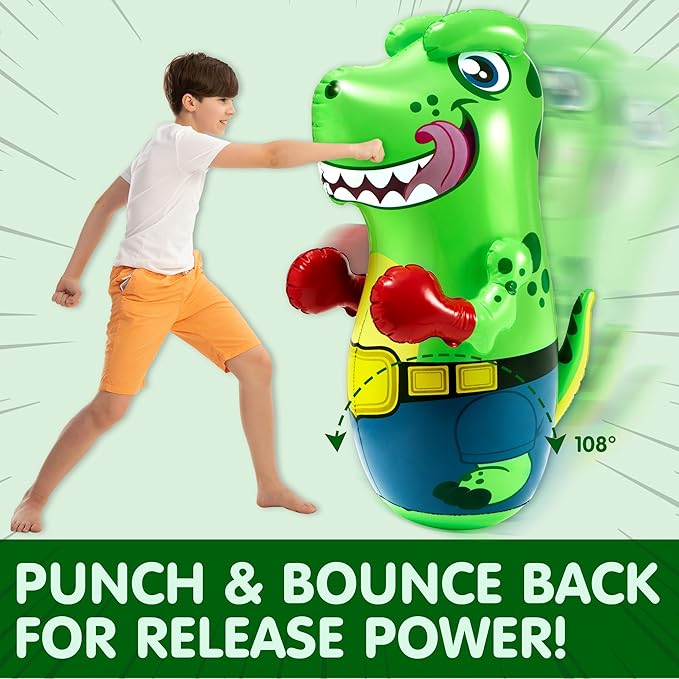 JOYIN Inflatable T-Rex Dinosaur Bopper 47 Inches, Bop Bag Inflatable Punching Toy