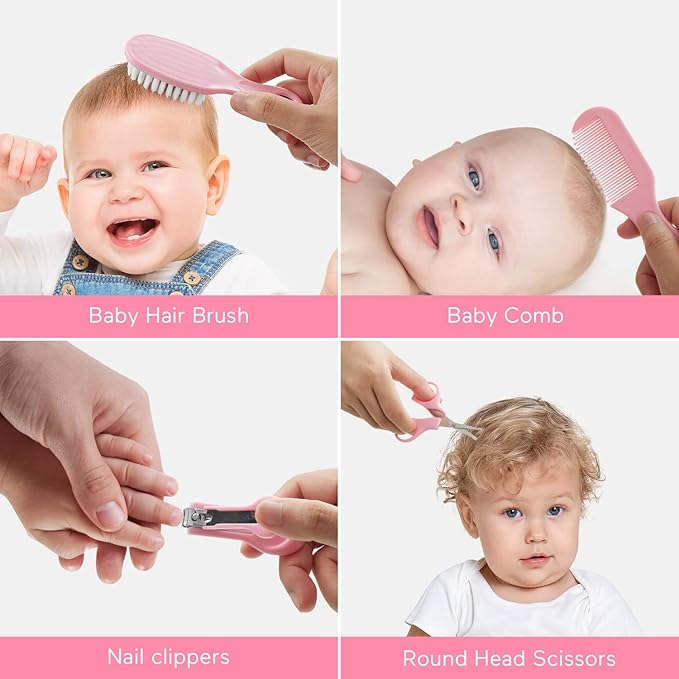 Baby Healthcare and Grooming Kit 18 in 1 Baby Electric Nail Trimmer Set Lupantte Nursery Care Kit, Toddler Nail Clippers, Medicine Dispenser, Infant Comb, Brush, etc. Baby Registry Gift