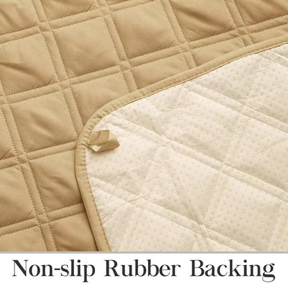 TOMORO Non-Slip Quilted Recliner Cover, 100% Waterproof Recliner Chair Slipcover Furniture Protector with Pockets, Washable Couch Cover with Elastic Straps for Kids and Pets，23 Inch