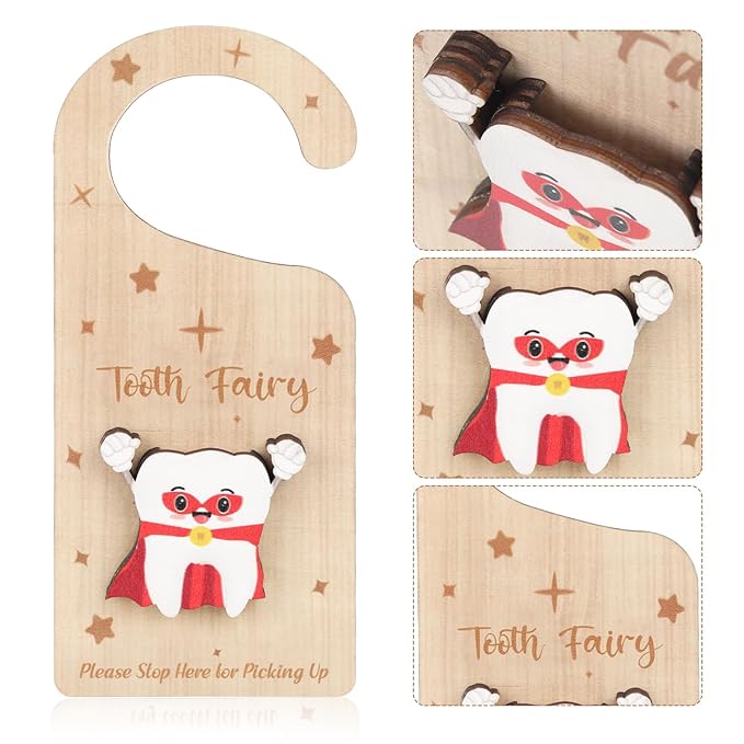 Tooth Door Hanger with Money Holder, Wooden Tooth Door Holder 3D Lost